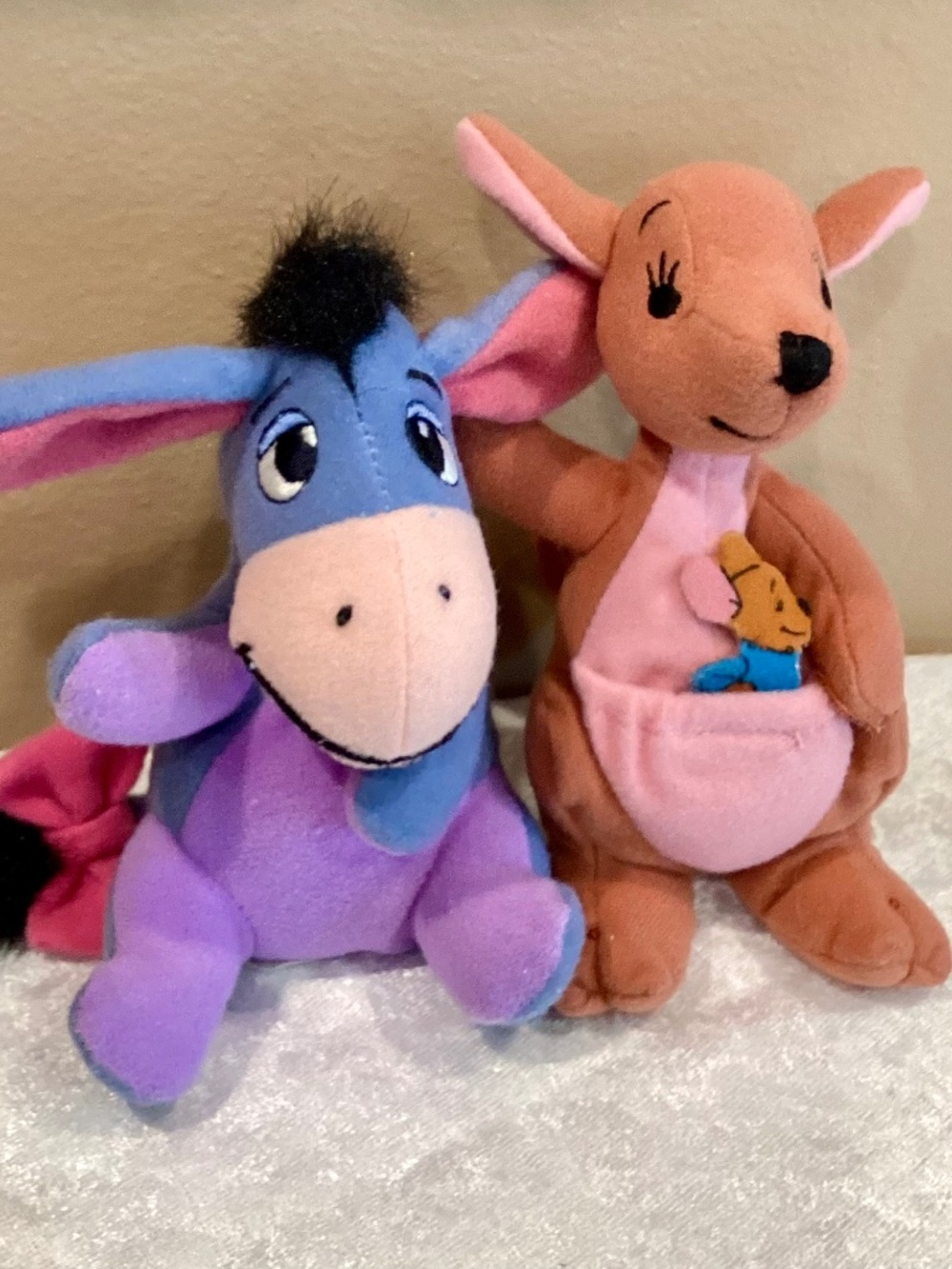 VTG Disney Winnie the Pooh Set of 2 Eeyore & Kanga 6” Plush Stuff Animals 1997